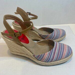 Bandolino Striped Espadrille Wedge Heel Sandals, Size 6